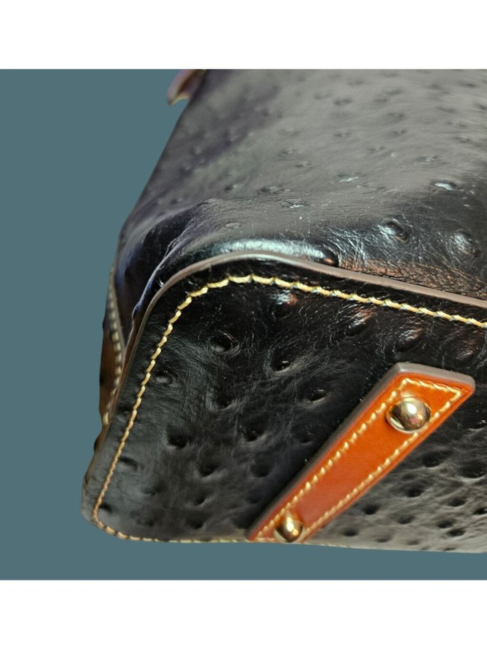 Dooney & Bourke Leather Embossed Ostrich Cooper Hobo Black Shoulder Bag - Picture 11 of 16